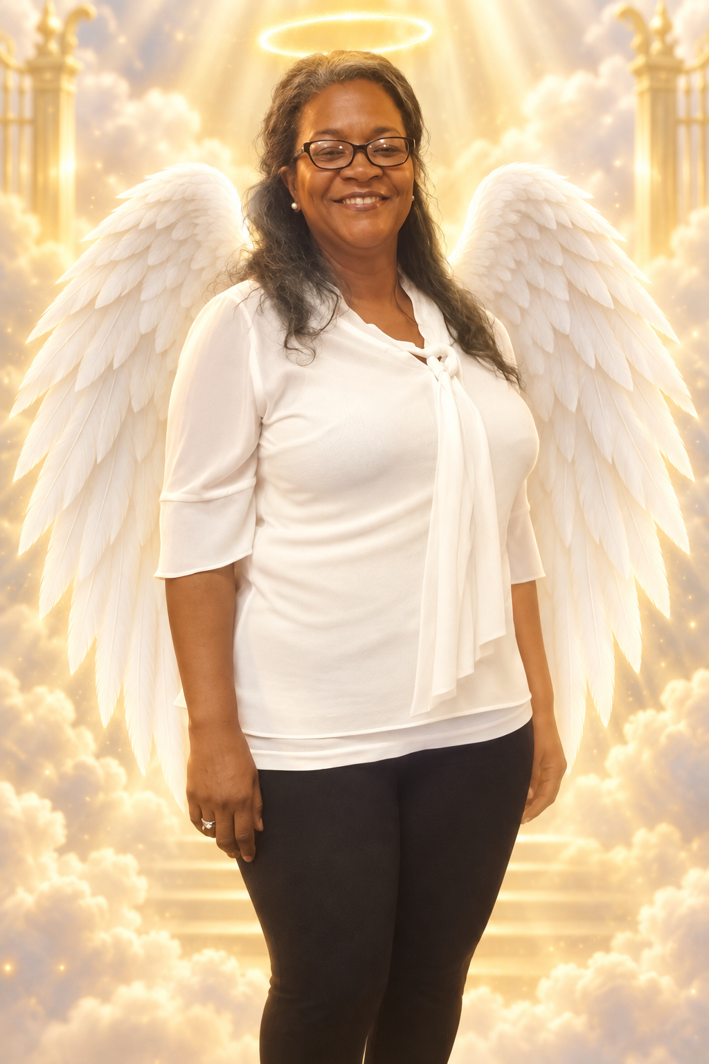 Radiant angelic tribute portrait of Jennifer