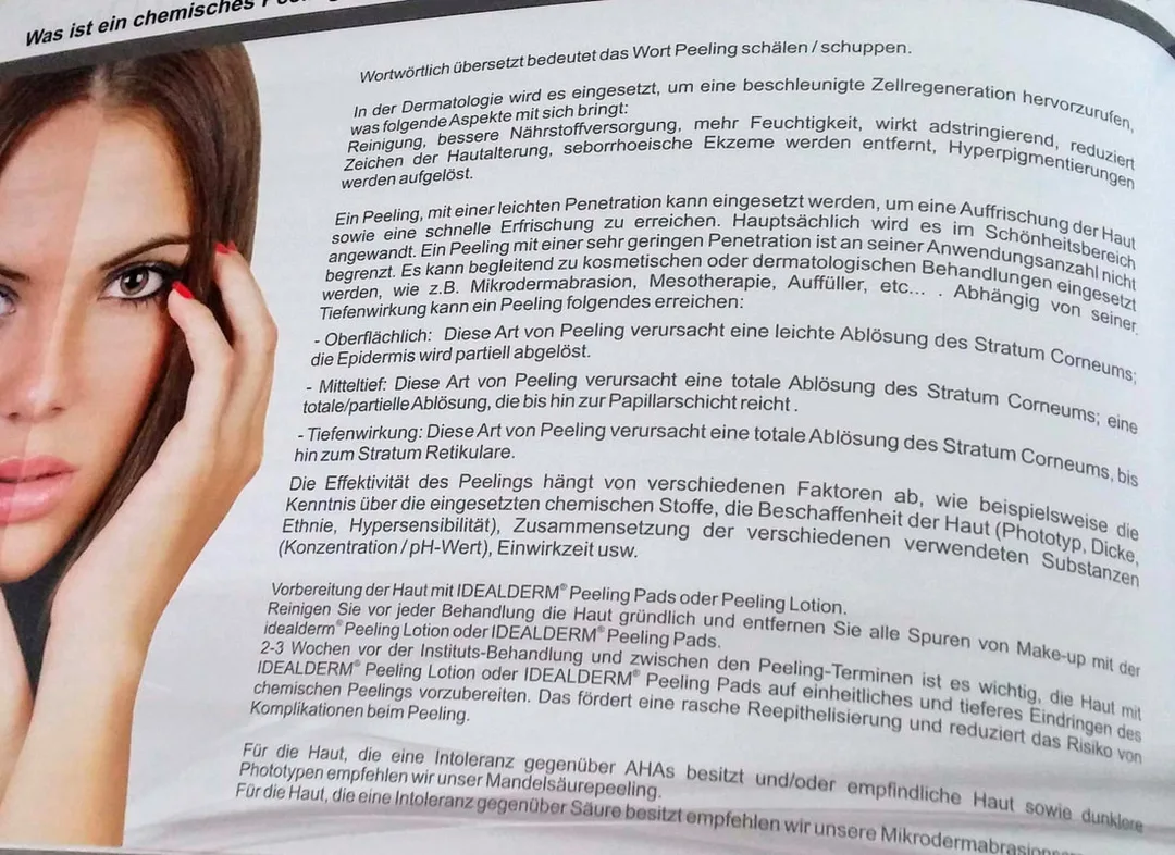 Produktkatalog Idealderm chemisches Peeling
