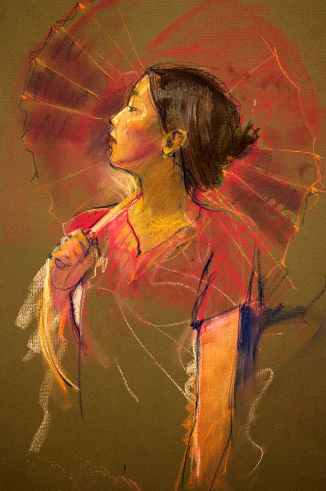 Red Parasol by Kathleen Lack