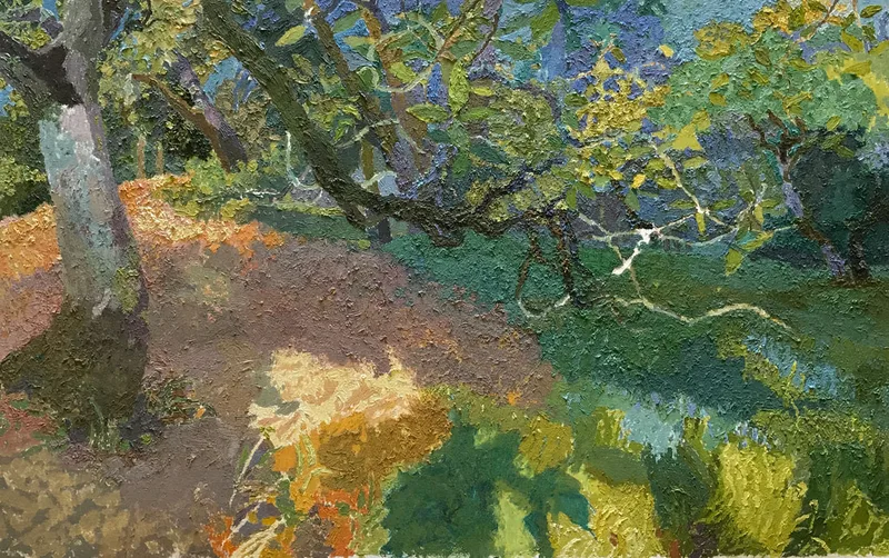 Audrey, Katniss and Hawkeye, 2019, Oil on Paper, 17.5" x 28"