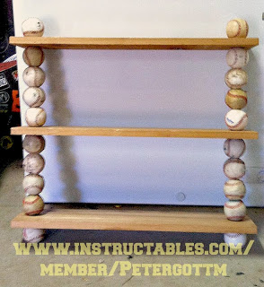 Create you own baseball shelf using old balls.