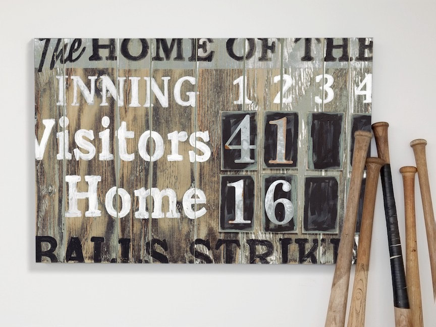Baseball Wall Art Scoreboard by Aaron Christensen of EmbellishmentsStudio.com