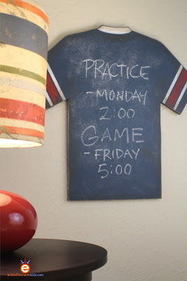 Vintage Sports DIY - Jersey Chalkboard by children's space designer Aaron Christensen.  DIY includes a chalkboard paint recipe.