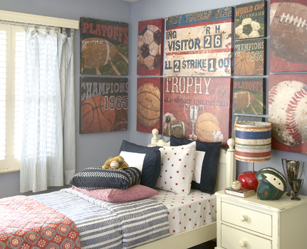 Vintage Baseball Bedroom featuring art by Aaron Christensen