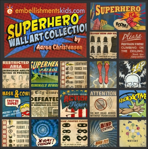 Superhero Wall Art Decor by Aaron Christensen Embellishments Kids