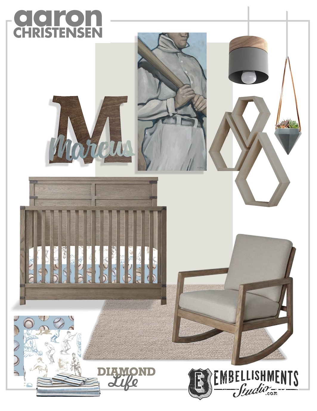Sports Nursery Ideas for Baseball fans by EmbellishmentsStudio.com