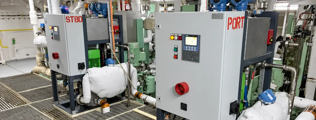 Fuel homogenizer installation in ship engine room