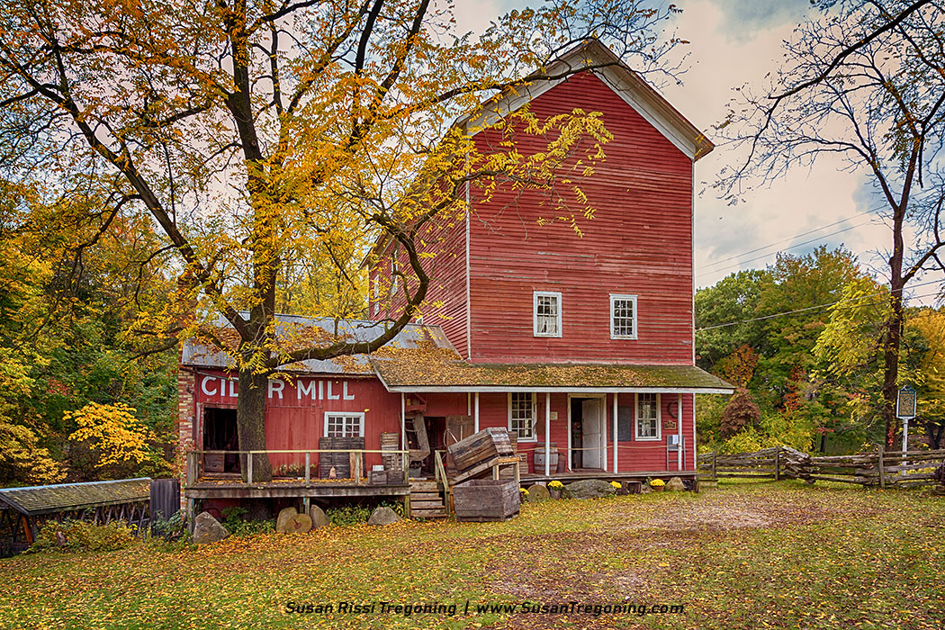 A beautiful autumn day at historic Bowens Mills. Bowens Mills is a working 1864 grist mill and cider mill located in Yankee Springs, Michigan near Gun Lake.