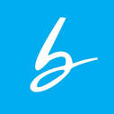 Blue square logo with white script “b” for Bethany Church.