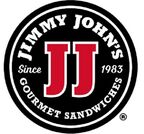 Jimmy John’s logo--black circle, red “JJ,” white text “Gourmet Sandwiches” & “Since 1983.”