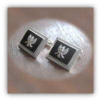 Main page item silver rectangular & onyx eagle cuff-links $400C