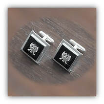 Main page item silver & onyx two-headed eagle cufflinks $400D