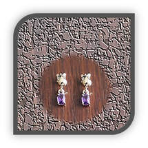 Main page item 9ct yellow gold & oval amethyst earrings $300B