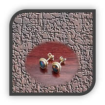 Main page item 9ct yellow gold fancy edged studs with oval opal triplets $400B