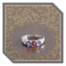 Main page item silver diamond amethyst & central garnet ladies ring $300E 