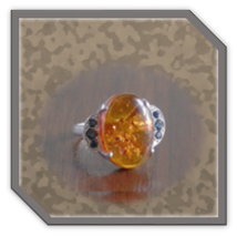 Main page item silver large oval amber & 6 x sapphire ladies ring $400A