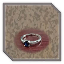Main page item 9ct white gold 2 x diamond & oval sapphire ladies ring $800B