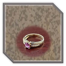 Main page item 14ct yellow gold diamond & pink sapphire ladies ring $2500A