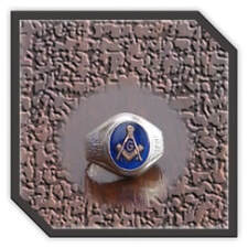 Main page item men's silver & oval synthetic sapphire masonic ring $250AW