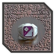Main page item men's silver & octagonal synthetic ruby mother-of-pearl ring $280J