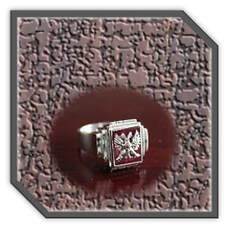 Main page item men's silver & rectangular synthetic ruby two-headed eagle ring $300E