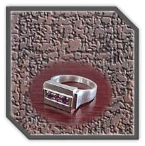 Main page item men's silver & 3 x round ruby ring $1000E