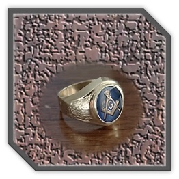 MR01400A-9ct Yellow Gold Synthetic Sapphire Masonic Men's Ring.