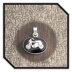 Main page item silver & oval onyx motorcycle pendant $250E