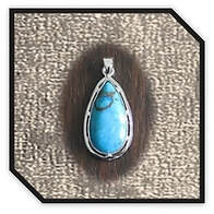 Main page item silver & drop-shaped natural turquoise pendant $400C