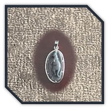 Main page item silver & oval solid black Lightning Ridge opal carved kangaroo pendant $800C 