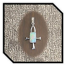 Main page item silver Celtic cross & octagonal crystal solid opal pendant $1500C 