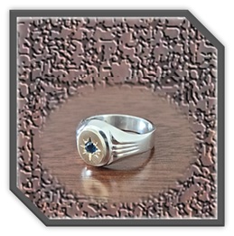 MRGT00600A-Sterling Silver 9ct Gold-Top Topaz Men's Ring.
