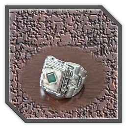 MRGT01500A-Sterling Silver 9ct Gold-Top Emerald Men's Ring.