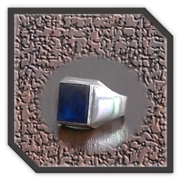 MR00200O-Sterling Silver Synthetic Sapphire Men's Ring.
