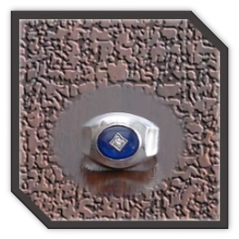 MR00200AA-Sterling Silver Synthetic Sapphire Men's Ring.