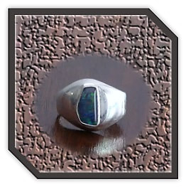 MR00300G-Sterling Silver Opal Men's Ring.