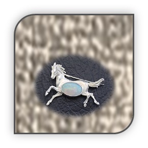 BR00600B-Sterling Silver Opal Brooch.