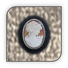 BR00580A-Sterling Silver Cameo Pendant Brooch.