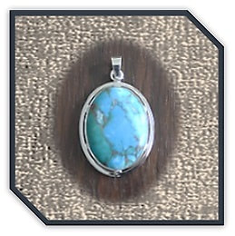 PE00480B-Sterling Silver Turquoise Pendant.