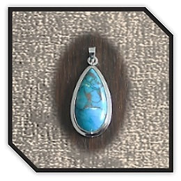 PE00400B-Sterling Silver Turquoise Pendant.