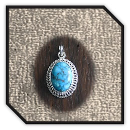 PE00250D-Sterling Silver Turquoise Pendant.