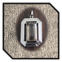 PE01200B-Sterling Silver Smoky Quartz Pendant.