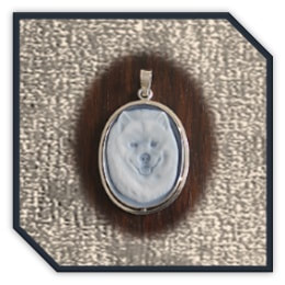 PE00850A-Sterling Silver Sardonic Dog Cameo Pendant.