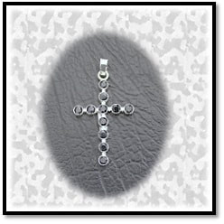 RE00750A-Sterling Silver Sapphire Cross.