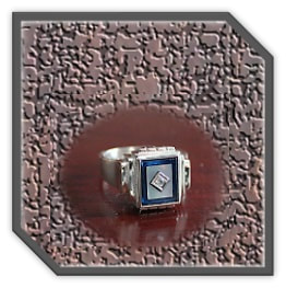 MR00300M-Sterling Silver Synthetic Sapphire Men's Ring.