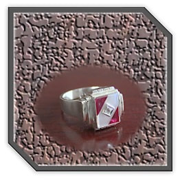 MR00300O-Sterling Silver Synthetic Ruby Men's Ring.