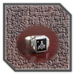 MR00250C-Sterling Silver Onyx Masonic Men's Ring.