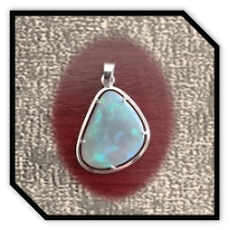 PE05500A-9ct White Gold Semi-Black Opal Pendant.