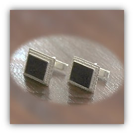 CL00180B-Sterling Silver Onyx Cufflinks.
