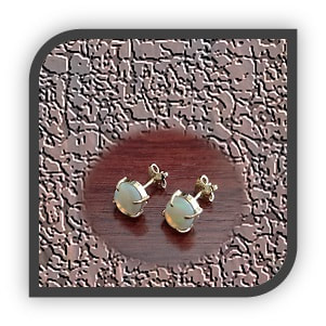 ES00950A-9ct Yellow Gold Semi Black Opal Studs.
